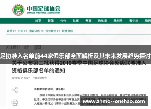 足协准入名单前44家俱乐部全面解析及其未来发展趋势探讨