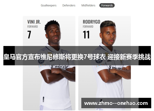 皇马官方宣布维尼修斯将更换7号球衣 迎接新赛季挑战